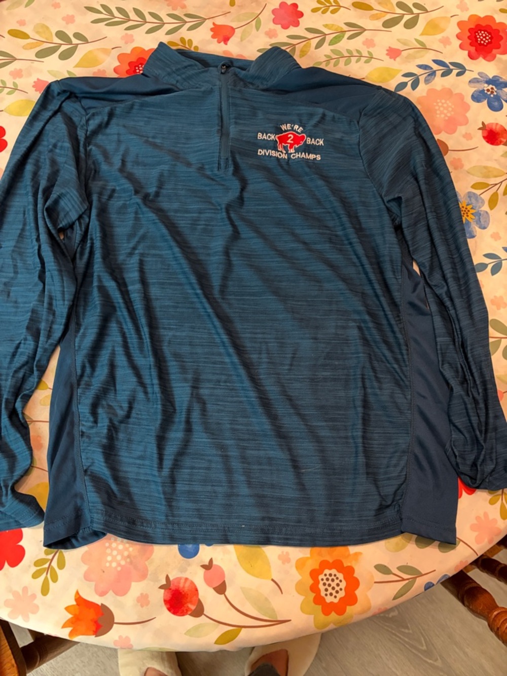 Blue Men’s Quarter-Zip Pullover with 'Back 2 Back Division Champs’ Buffalo Bills